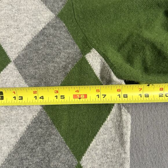 Charter Club Women's Regular Green Argyle 2-Ply Cashmere Full Zip Sweater Size L - Picture 4 of 6